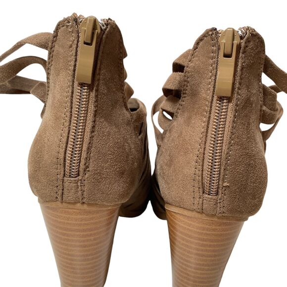 JG Strappy Gladiator Stacked Heel Suede Shoes Women’s Size 11 Tan BRAND NEW - Picture 7 of 11